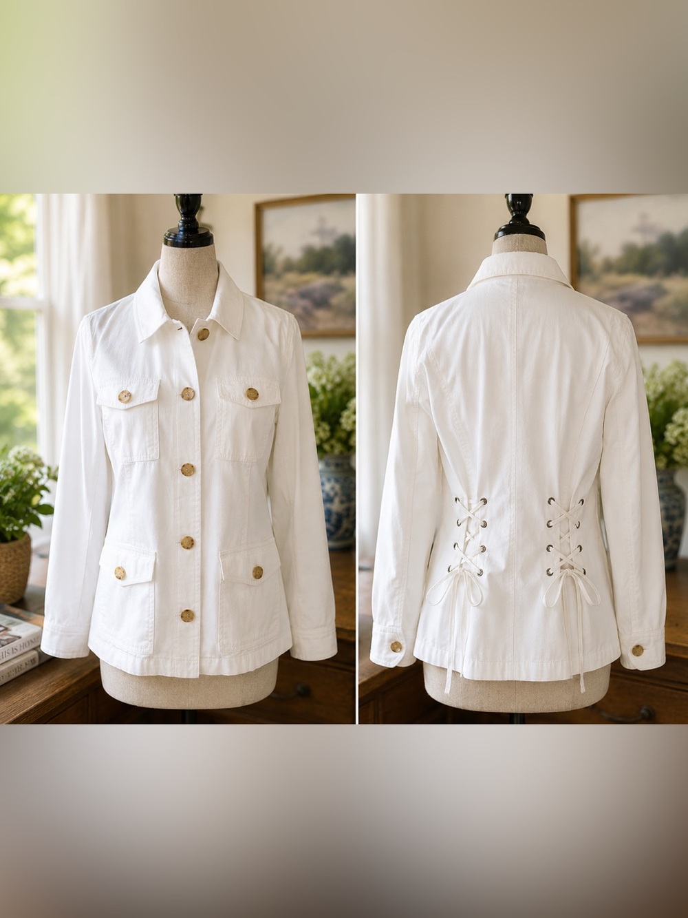 Talbots Petites White Utility Safari Jacket – Women’s Large Petite